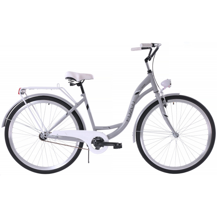 Mestský bicykel 28 Fuzlu Nevada S-1 Sivo biely